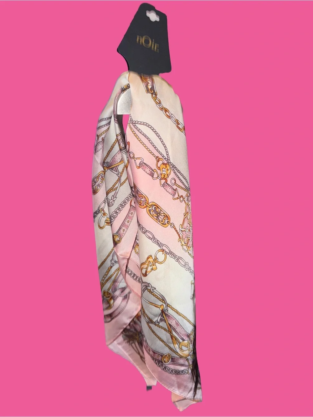 nOir Jewelry Pink & Gold Chain-Print Women's Scarf/Hair Scarf